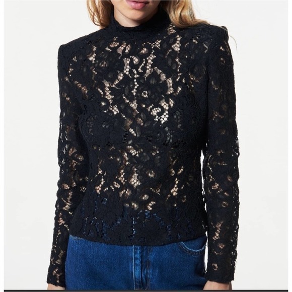 Zara Black Lace Top  Size: Small - Picture 1 of 10